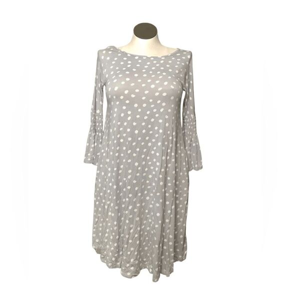 Agnes & Dora Womens Dress S Walker Jersey Midi Polka Dot Modest Church Fit Flare - Picture 1 of 7